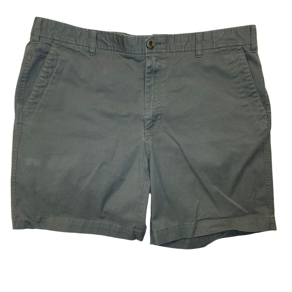 Orvis Mens Chino Shorts Olive Charcoal Flat Front Cotton Blend Size 42
